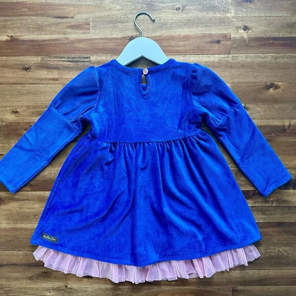 NWT Matilda Jane Heart To Heart Blue Velour Pink Tulle Ruffle Clara Lap Dress 4 - Picture 5 of 7